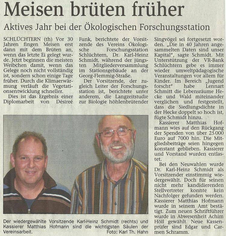 Presseartikel Meisen brüten früher